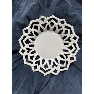 Ceramic Tray Weaved Lattice Pottery‎ Centerpiece/Bread Basket/Plant Base 12”